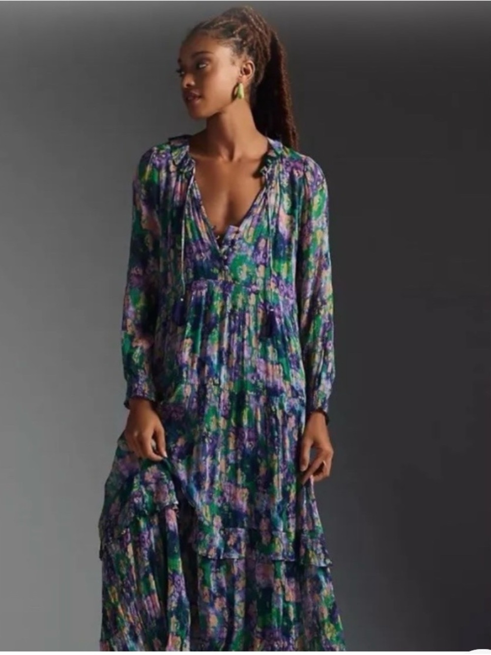 Anthropologie Chiffon Water Color Maxi Dress